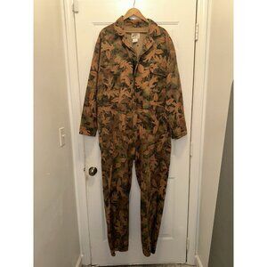 Men Vintage Coveralls Kelly Kamo Tru Leaf Long Sleeve Size 48 Waist XXL Camo 2XL